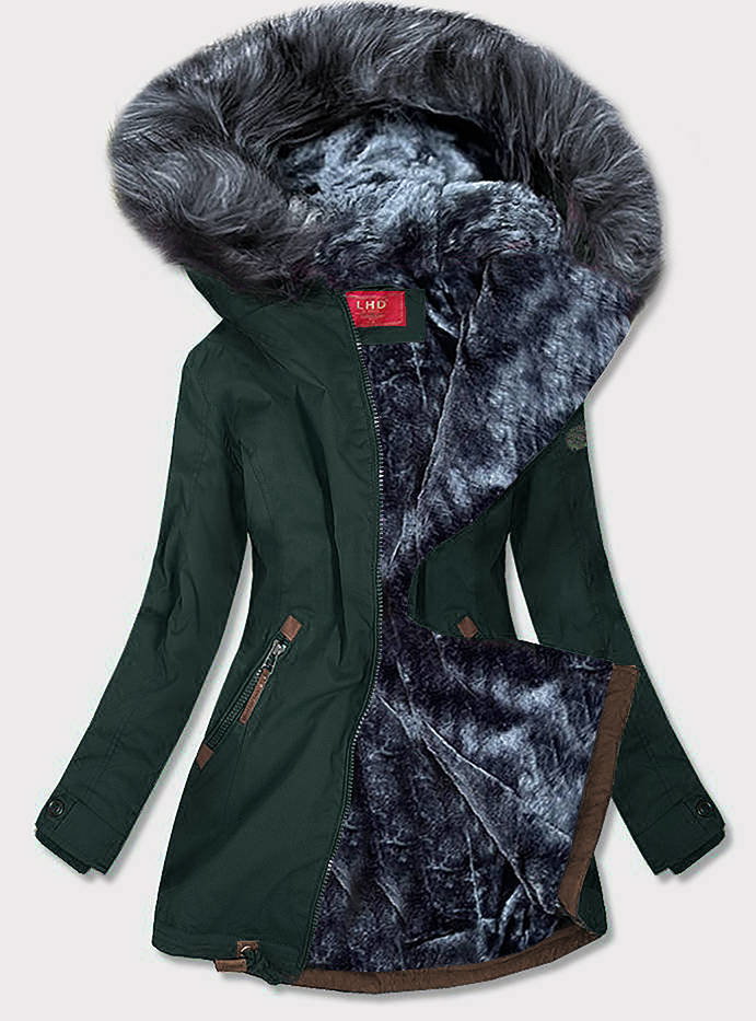 WODOODPORNA PARKA DAMSKA ZIELONO-SZARA (M-923) - LHD