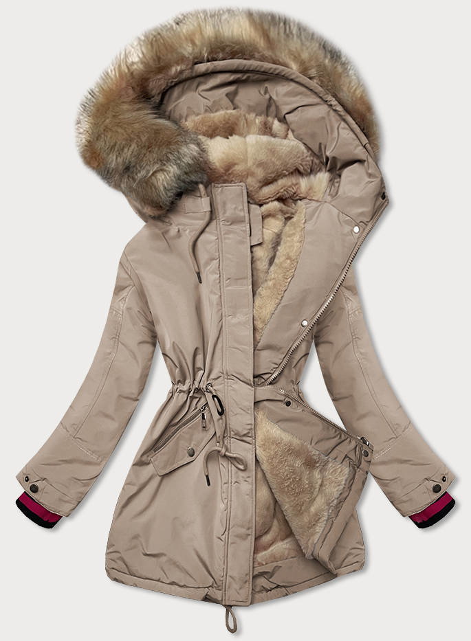 ZIMOWA PARKA DAMSKA NA FUTERKU BEŻOWA (CAN-579BIG) - CANADA Mountain