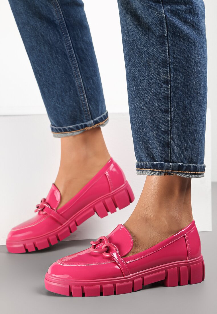 Fuksjowe Mokasyny ze Skórzaną Wkładką Iphiasne