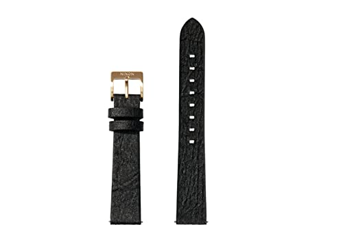 Nixon Pineapple BA002-000-00 wymienny pasek do zegarków z odstępem 16 mm z wegańskiej skóry ananasowej w kolorze czarnym z zapięciem ze stali nierdzewnej i oczkiem na rękę, BA002-00, czarny, 16mm