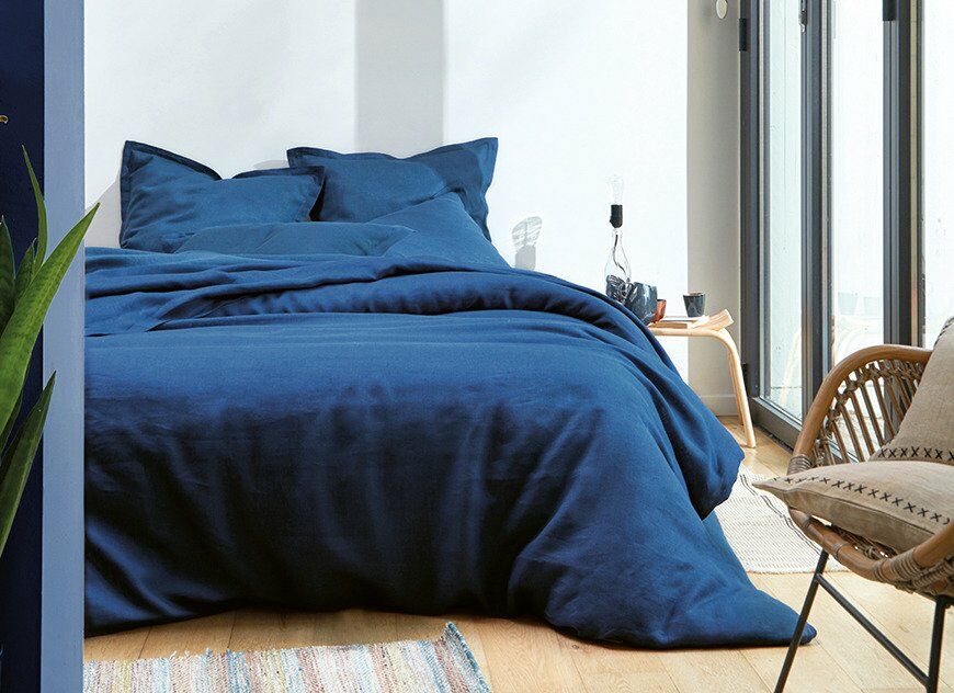 Blanc Des Vosges Poszewka lniana Louxor Bleu Marine