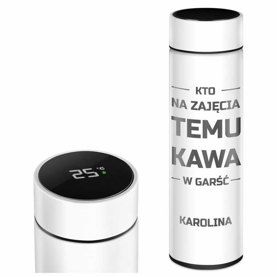 Kubek termiczny termos biały z wyświetlaczem LED z grawerem dla s