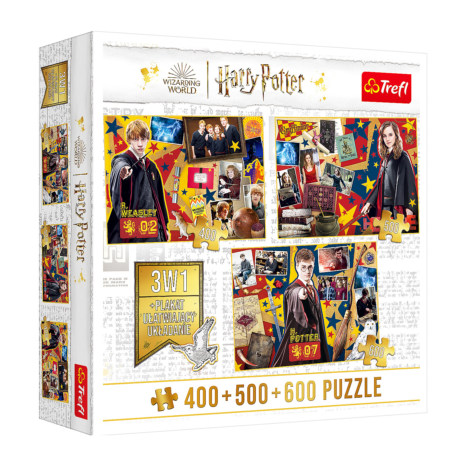 Puzzle 3w1 Harry Potter 1, 400, 500 i 600 elementów
