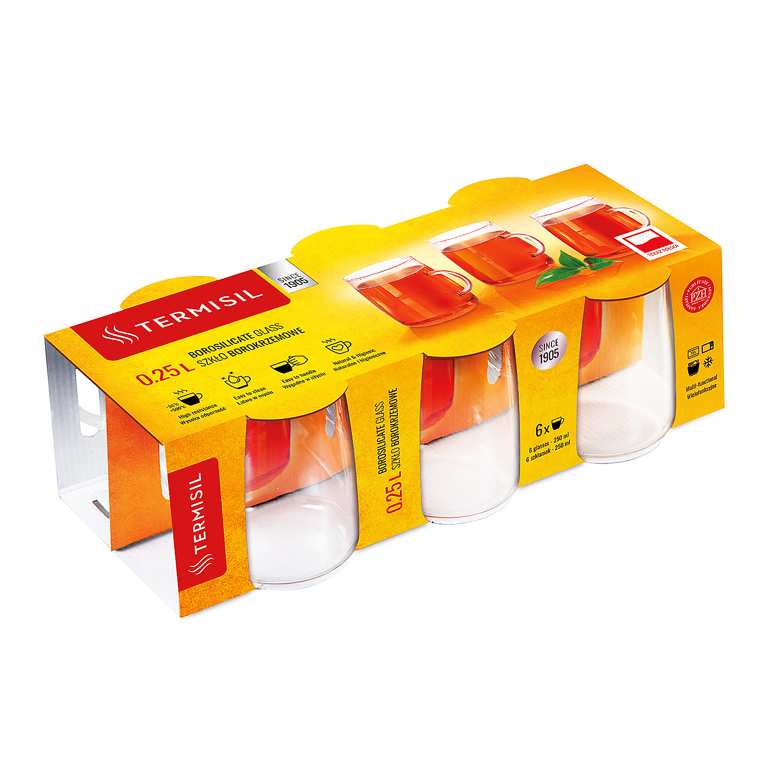 Komplet 6 szklanek żaroodpornych BARYŁKA, 0,25L