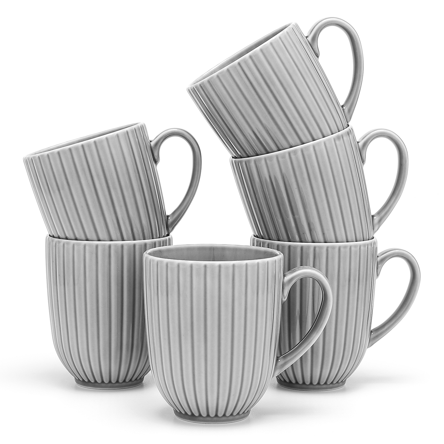 Komplet 6 kubków Daisy, szare, porcelana