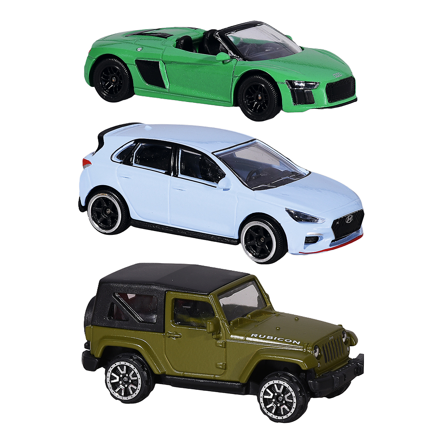 Zestaw 3 resoraków, Audi, Hyundai, Jeep, skala 1:64