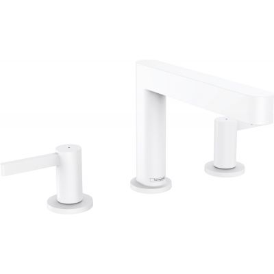 Hansgrohe 76033700 Finoris 3-otworowa bateria umywalkowa 110 z kompletem odp$326ywowym Push-Open bia$327y matowy
