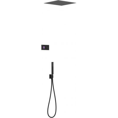 Tres Shower Technology zestaw prysznicowy podtynkowy termostatyczny z deszczownicą czarny mat 09288552NM