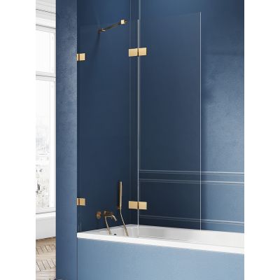 New Trendy Avexa Gold Brushed parawan nawannowy 100 cm lewy złoty szczotkowany/szkło przezroczyste EXK-2010