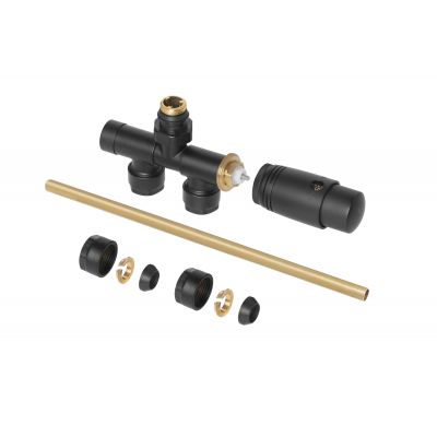 Invena PROV zawór do dolnego podłączenia zespolony jednootworowy duoplex czarny CZ87C15