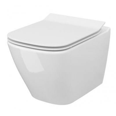 Cersanit City Square SET B220 Toaleta WC podwieszana 51x34,5 cm CleanOn bez kołnierza z deską wolnoopadającą Slim biały EcoBox S701-405-ECO
