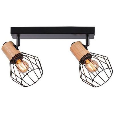 Paulmann Lanka lampa podsufitowa 2x20W czarna/drewno 66767