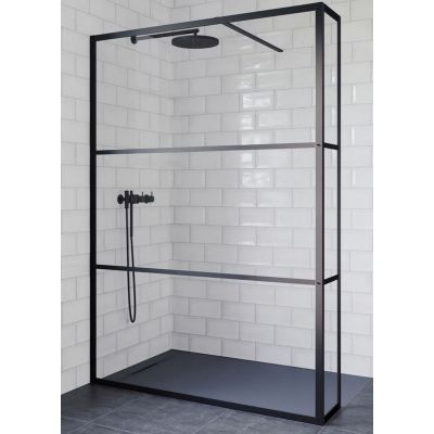 Riho Grid GB402 Walk-In kabina prysznicowa 100x30 cm wolnostojąca czarny mat/szkło Grid G004038121