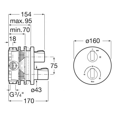 ROCA A5A2E09C00 T-1000 Bateria termostatyczna prysznicowa do ROCABOX, chrom