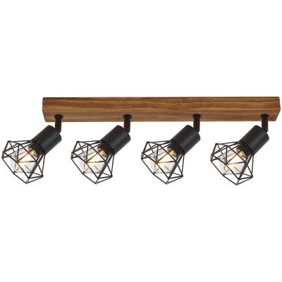 Rabalux Zeus lampa podsufitowa 4x40W czarny mat/dąb 3140