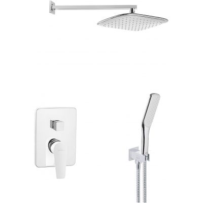 Invena Dokos zestaw prysznicowy podtynkowy z deszczownicą biały/chrom BS-19-BK2