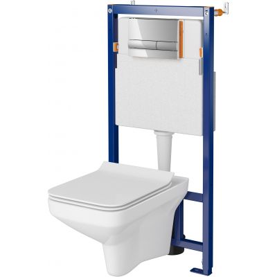 Zestaw Cersanit Como SET B624 miska WC CleanOn wisząca z deską wolnoopadającą Slim i stelaż podtynkowy Tech Line Opti z przyciskiem