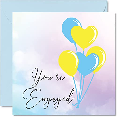 Karty zaręczynowe dla par - 'You're Engaged' - 'Congratulations Happy Engagement Gifts', kartka z życzeniami dla par narzeczonej' 145 mm x 145 mm kartki z życzeniami ślubnymi dla par narzeczonej