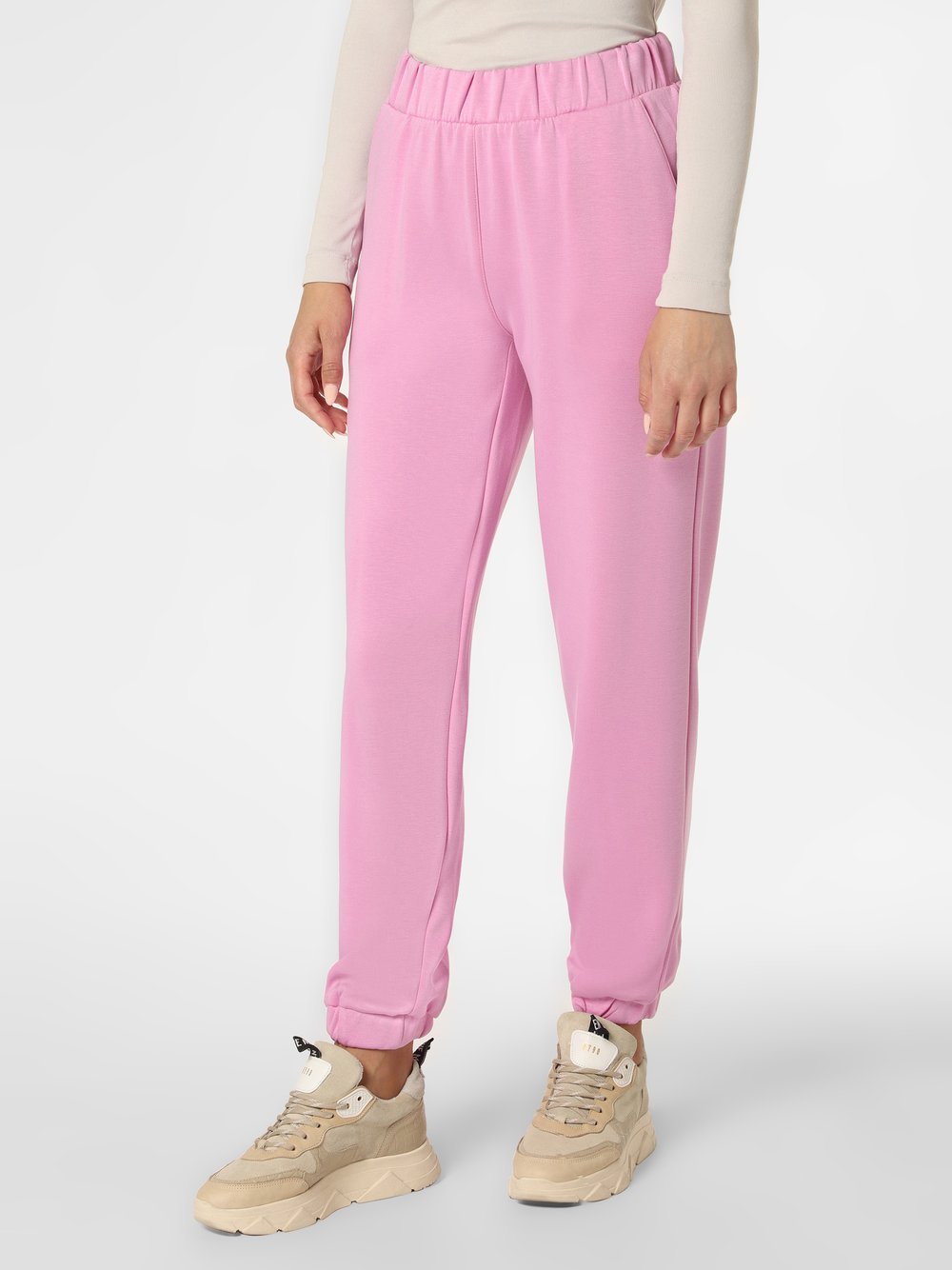 Spodnie sportowe damskie - Moss Copenhagen - Damskie spodnie dresowe  Ima, różowy - grafika 1