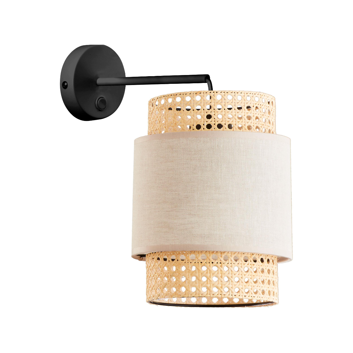TK Lighting  6302 Boho Nature 1x60W Kinkiet czarny beżowy rattan