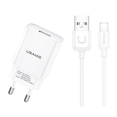 USAMS Ładowarka sieciowa 1xUSB T21 Lightning 2,1A USA000447