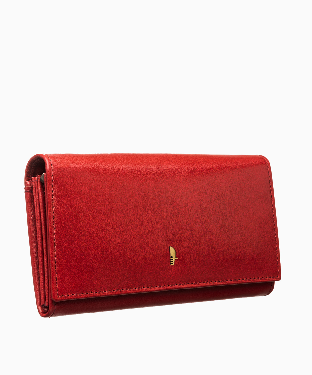 PUCCINI Duży czerwony portfel damski ze skóry naturalnej