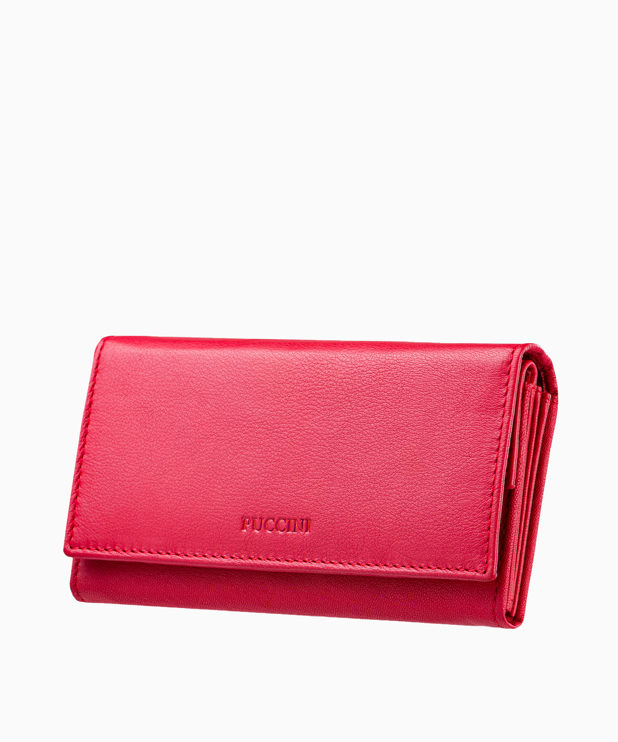 PUCCINI Duży skórzany portfel damski czerwony