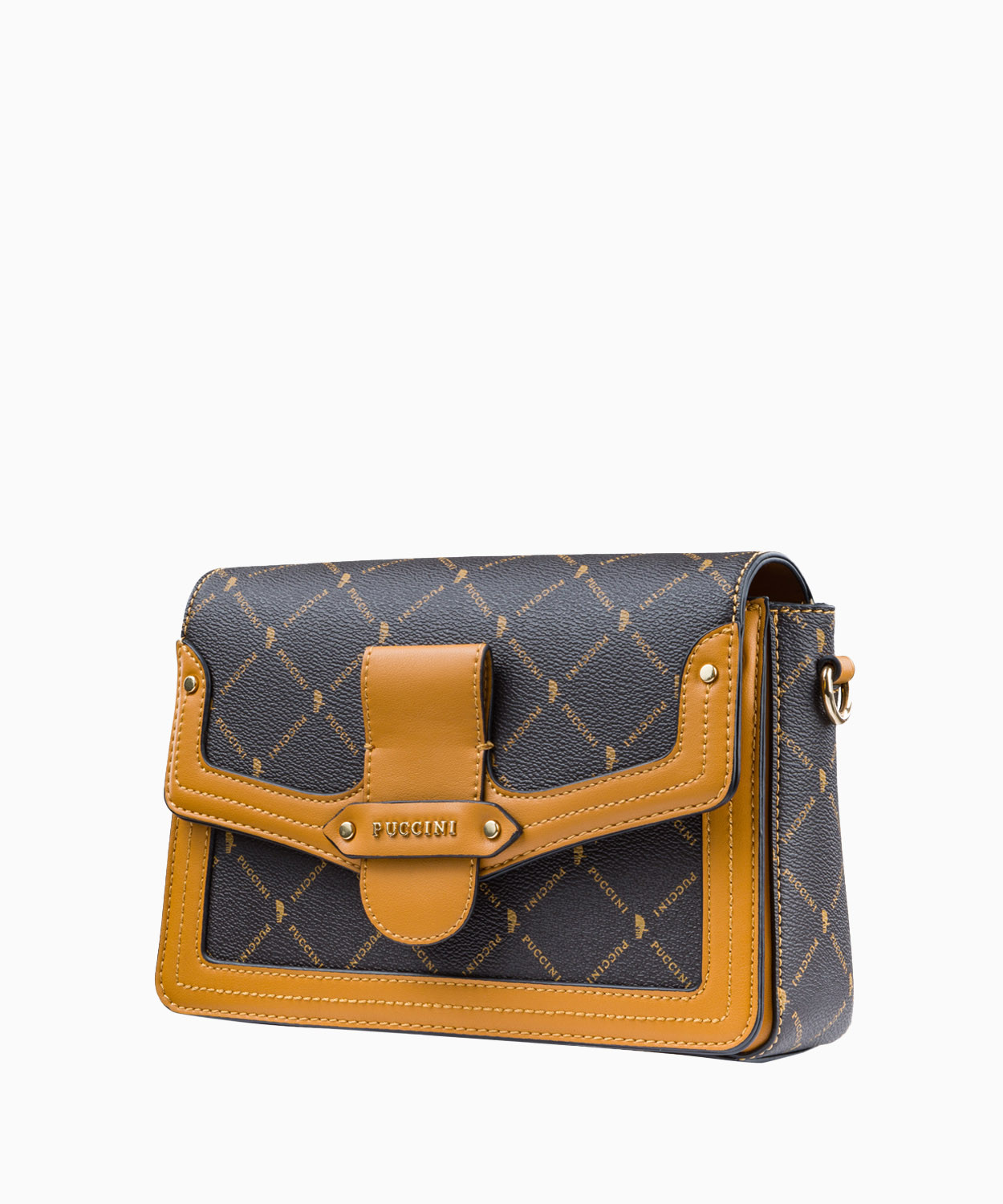PUCCINI Usztywniana logowana torebka damska listonoszka