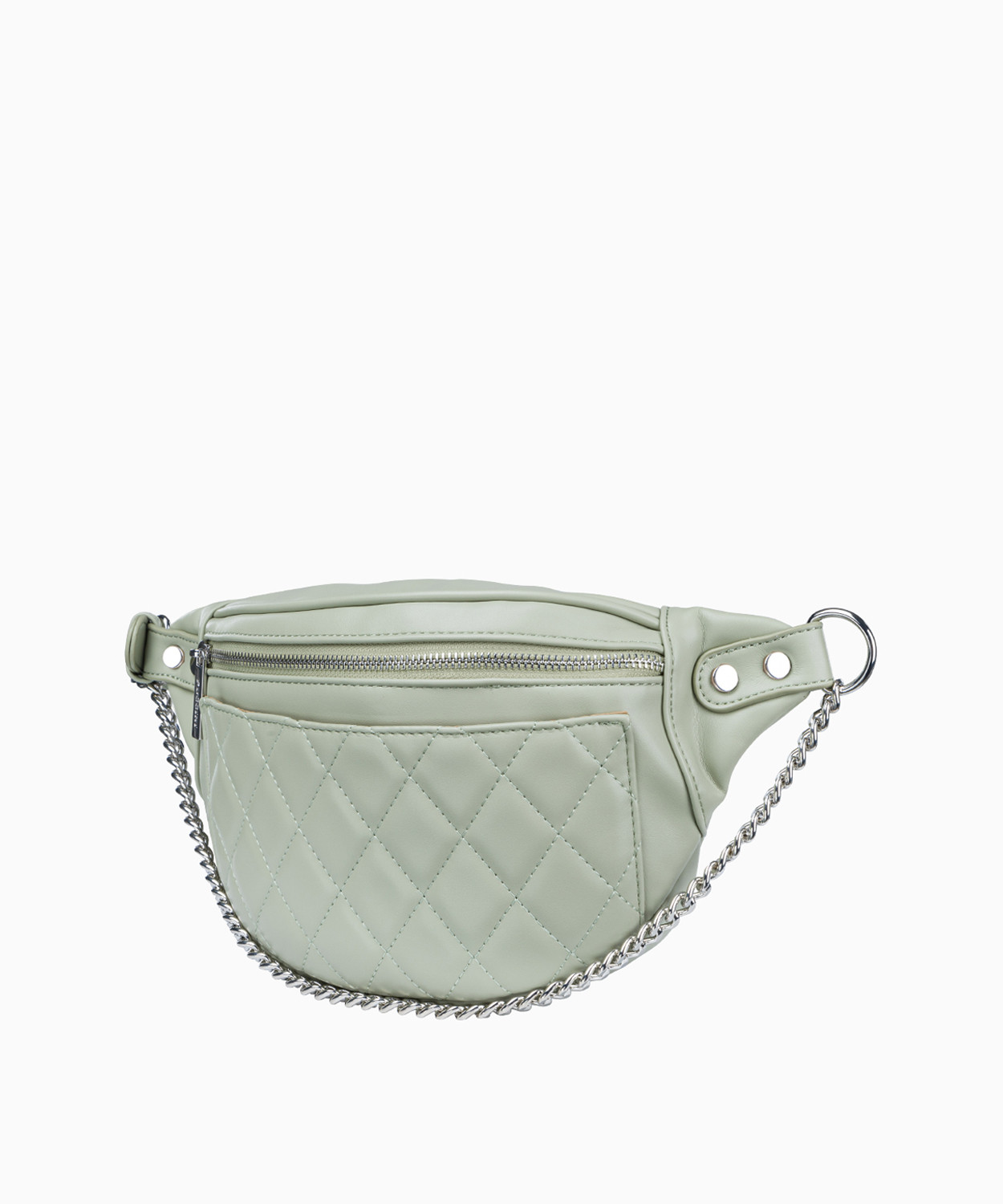 PUCCINI Zielona torebka damska ze srebrnym łańcuchem