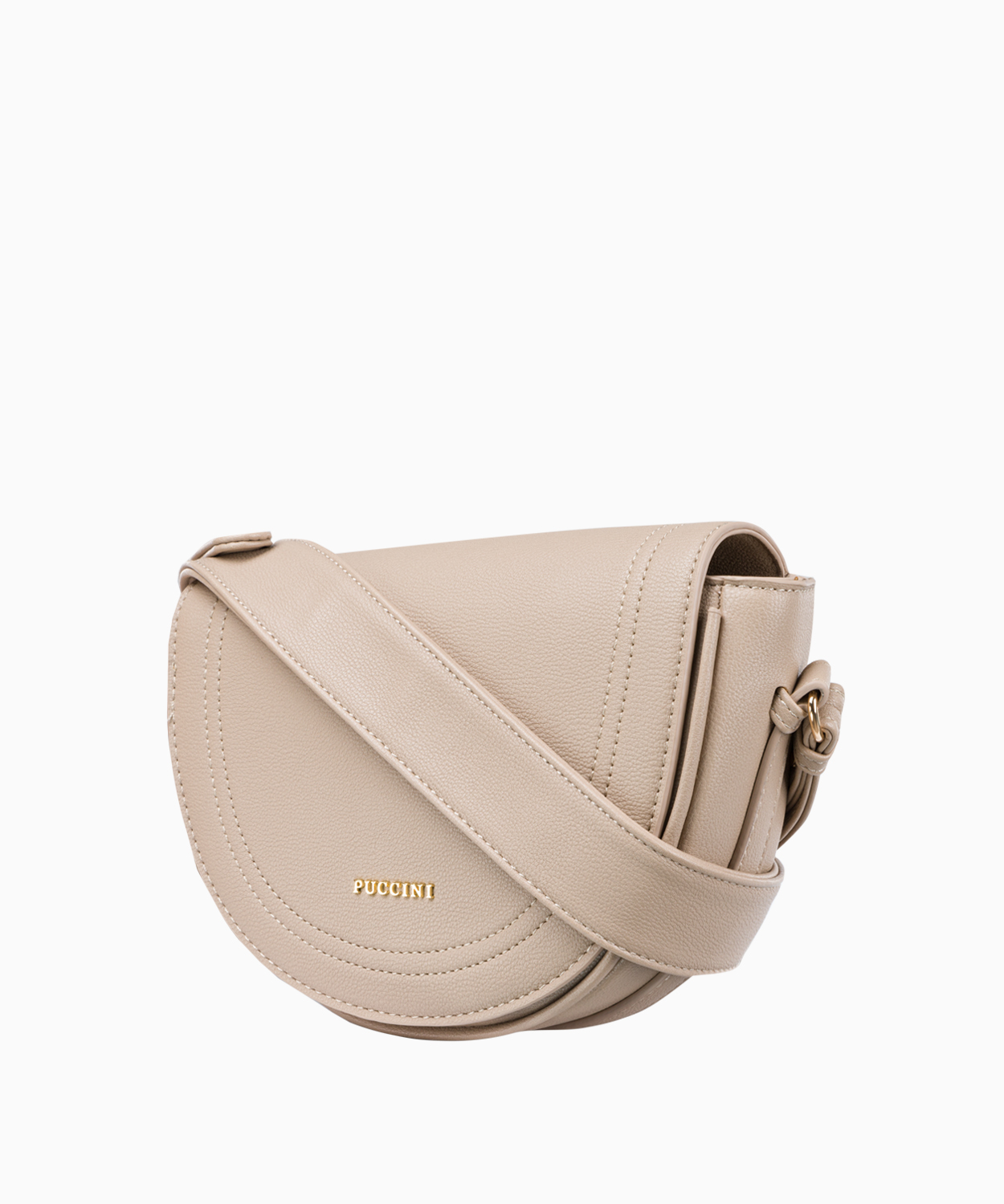 PUCCINI Beżowa torebka damska crossbody w kształcie półksiężyca