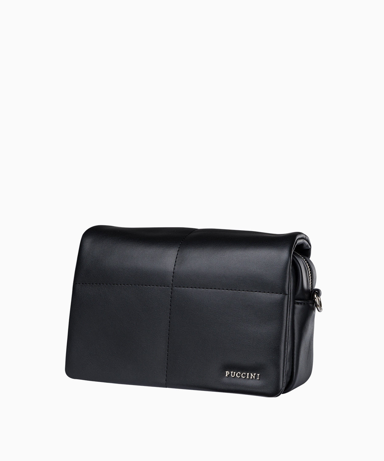 PUCCINI Czarna torebka damska crossbody na szerokim pasku