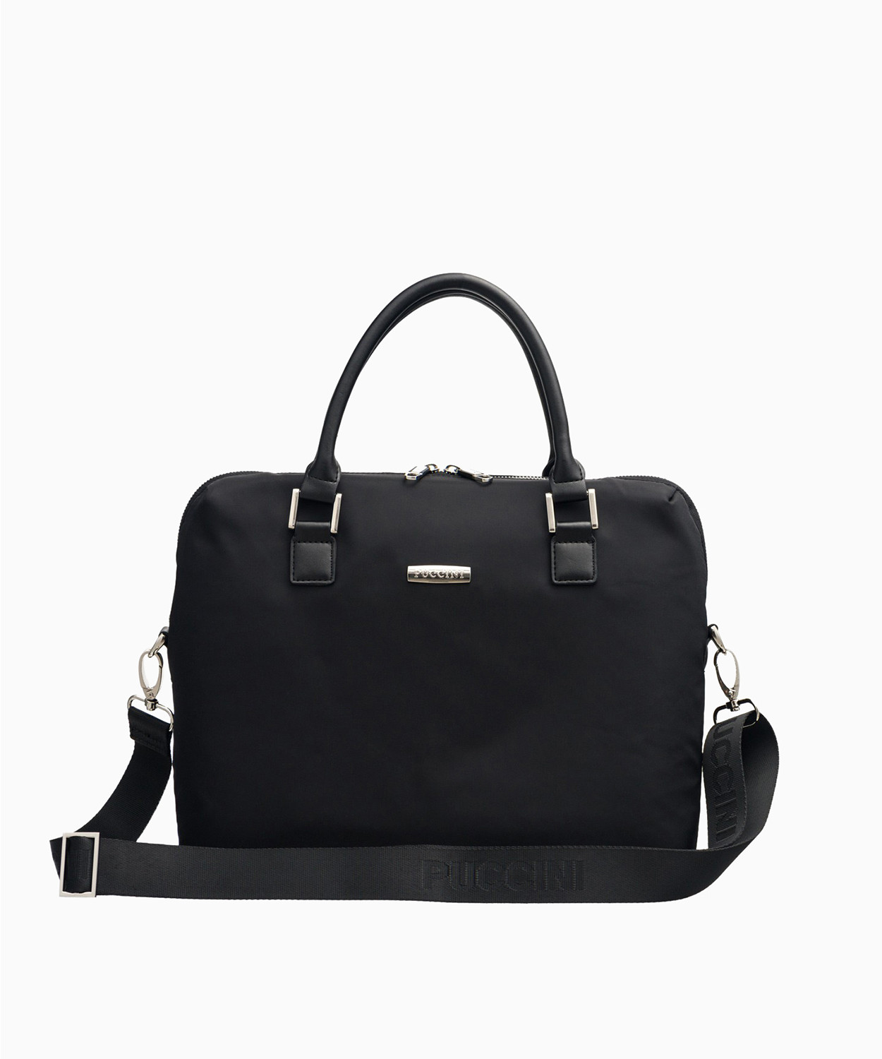 PUCCINI Elegancka męska torba na laptopa z dopinanym paskiem