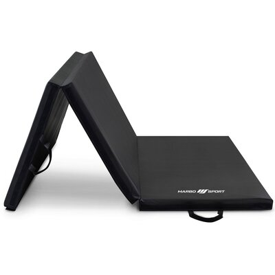 Marbo Sport Materac gimnastyczny składany twardy z rzepami 180 x 90 x 5 cm czarny - 1009120