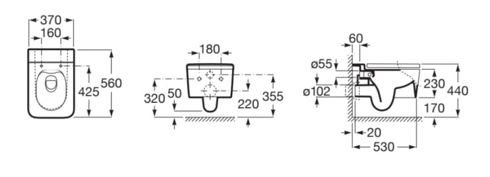 Roca Inspira Toaleta WC 56x37 cm bez kołnierza cafe A346537660