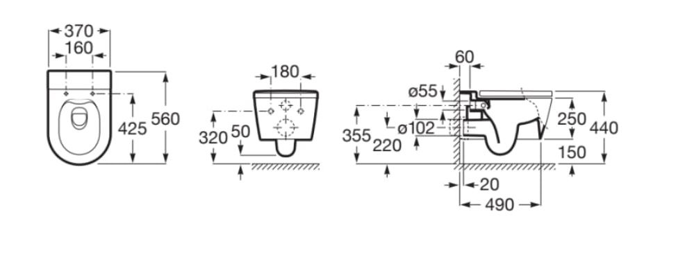 Roca Inspira Toaleta WC 56x37 cm bez kołnierza beżowa A346527650