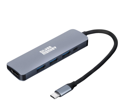 Silver Monkey Adapter USB-C - HDMI, 3xUSB, USB-C PD