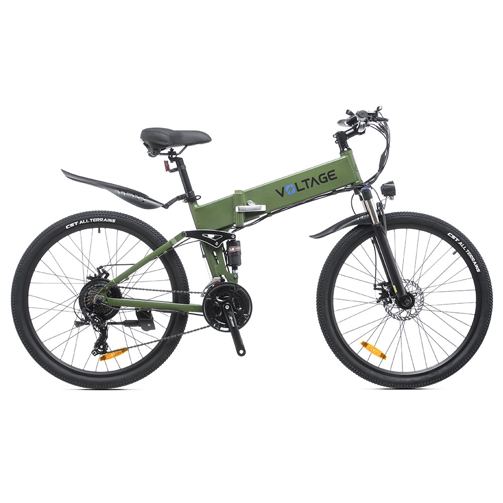 KAISDA K1-V Electric Bike 26'' Mountain Bike 36V 10.4Ah Battery 250W Motor, 25km/h Max Speed, 40-70km Range - Army Green