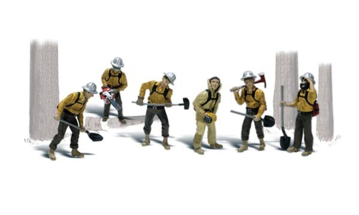 Strażacy walczący z pożarem lasu 6 figur WoodlandScenics A1919