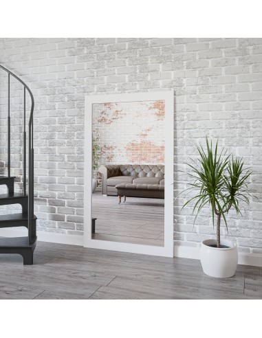 Duże lustro ścienne w białej szerokiej matowej ramie 8003001, Lustro w ramie: 120x250