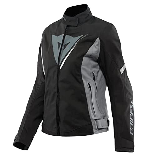 Dainese Veloce Damska kurtka D-Dry, wodoodporna i termiczna kurtka motocyklowa, damska, czarny/grafitowo-szary/biały, 40