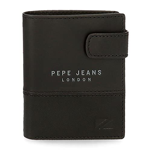 Pepe Jeans Kingdom Portfel pionowy z zapięciem na kliknięcie, unikalny, Czarny, única, Portfel pionowy z zamknięciem kliknięcia