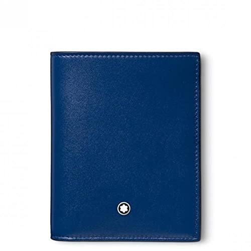 Montblanc Meisterstück kompaktowy portfel 6 cc ze skóry w kolorze niebieskim, wymiary: 11 cm x 9 cm x 1 cm, 129678, niebieski, Klasyczny