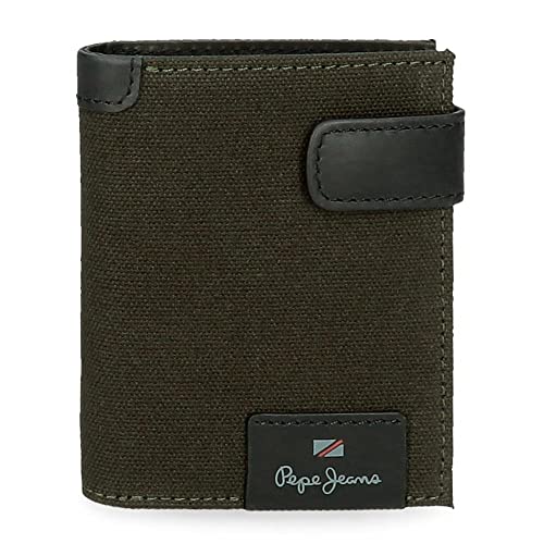 Pepe Jeans Hilltop portfel pionowy z zapięciem na kliknięcie, unikalny, zielony, única, Portfel pionowy z zamknięciem kliknięcia
