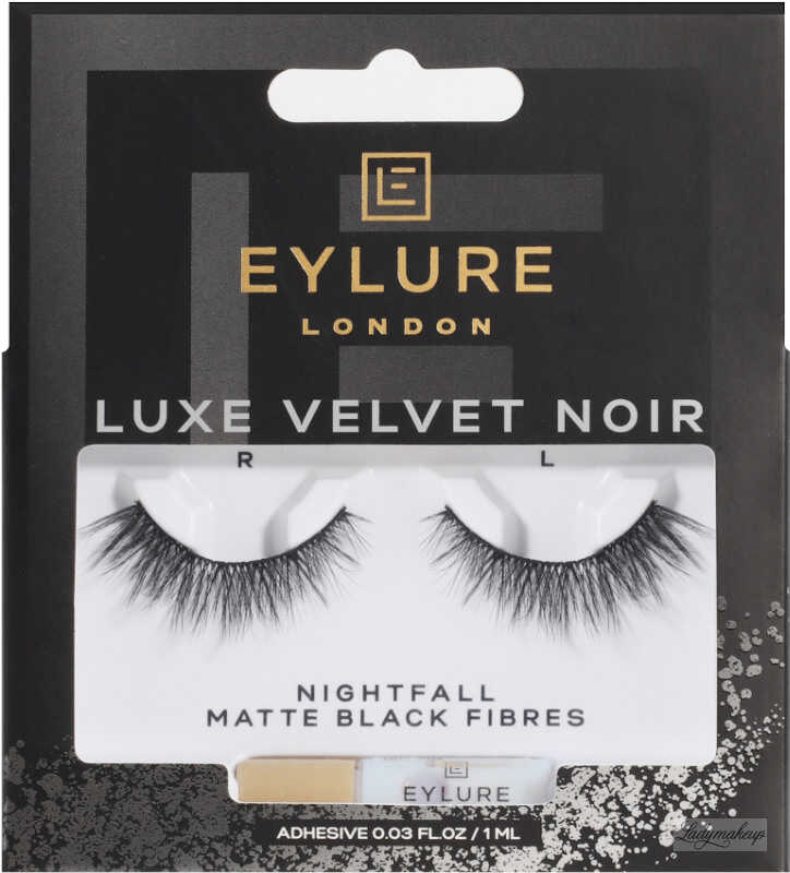 EYLURE - LUXE VELVET NOIR - NIGHTFALL MATTE BLACK FIBRES - Rzęsy na pasku z klejem