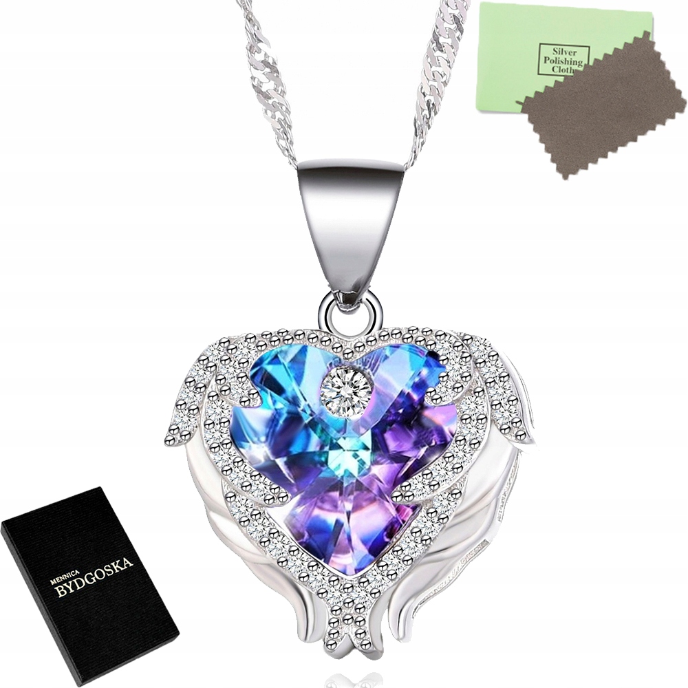 Naszyjnik Srebrny 925 Swarovski Serce Anioła