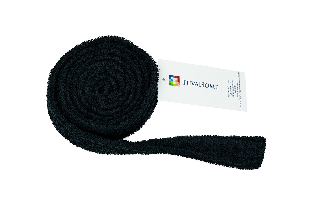Pasek do szlafroka bawełniany frotte czarny 180 cm
