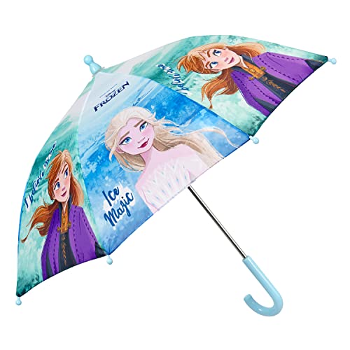 Ice Queen Ice Magic Parasol dla Dzieci, Wiatroszczelny, Parasol na Kiju z Automatycznym Otwieraniem i Mocnym Stelażem z Włókna Szklanego, Średnica ok. 66 cm