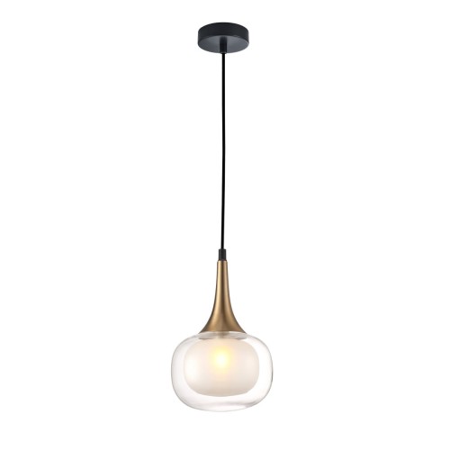 Konila lampa wisząca 1-punktowa czarna/mosiądz PND-99709-1-BRO-CL