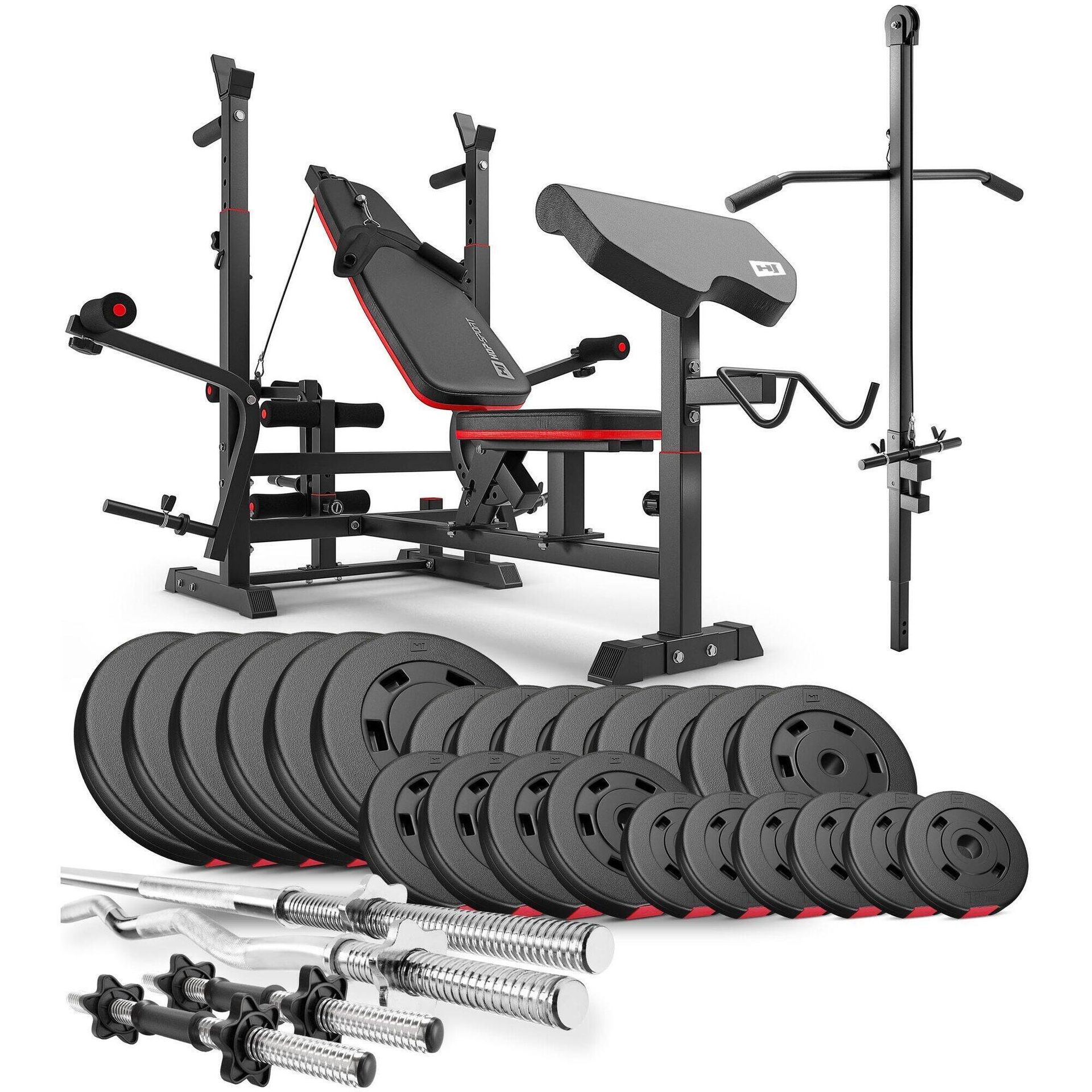 Zestaw kulturystyczny Premium 135kg z ławką hs-1075
