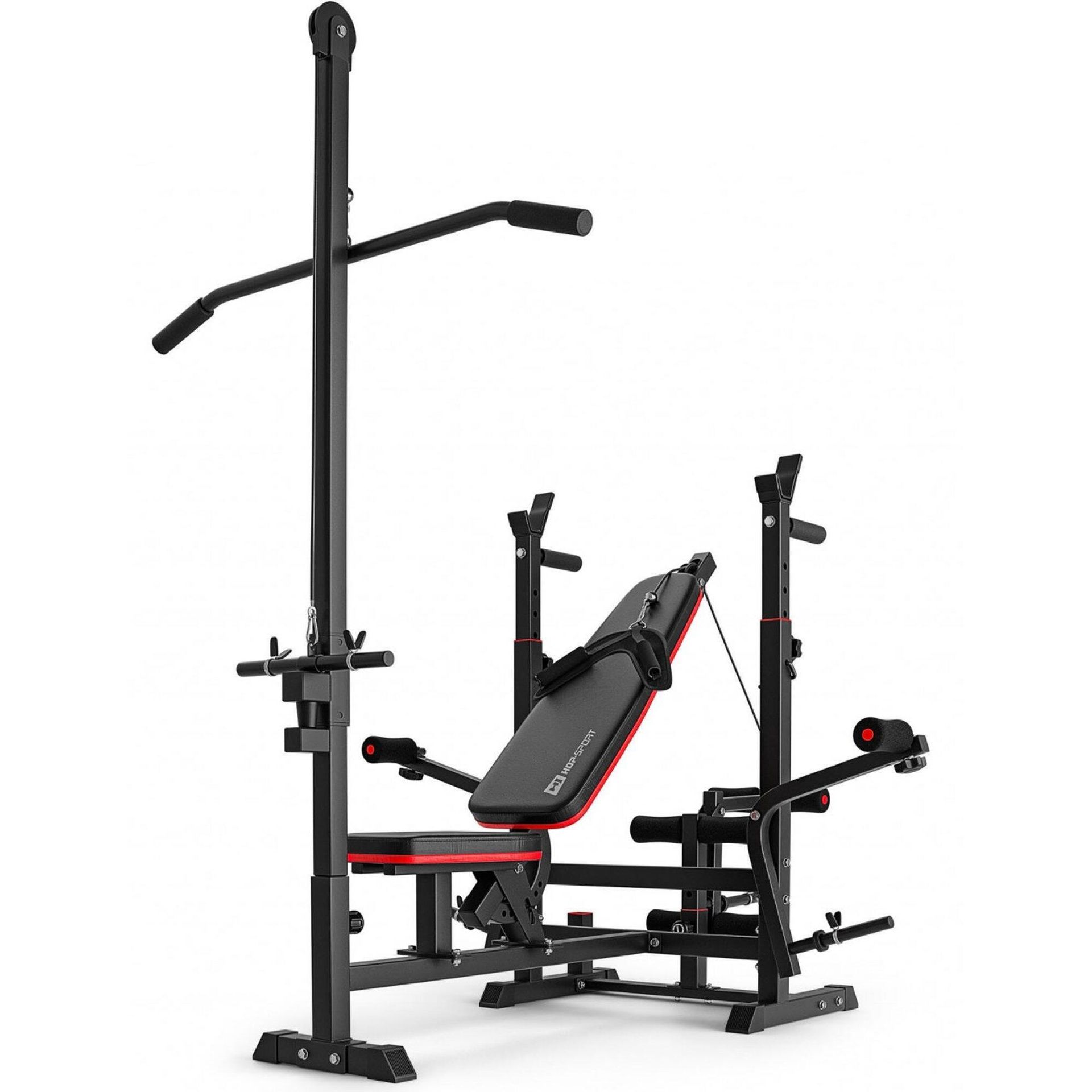 Hop-Sport Ławka pod sztangę HS-1075 Pro z wyciągiem i modlitewnikiem 53389